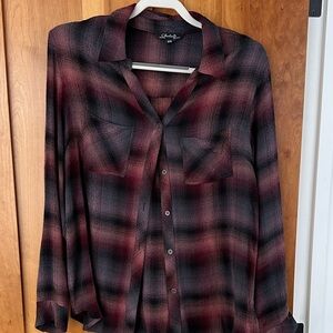 Charlie B  Red and Black Plaid Shirt